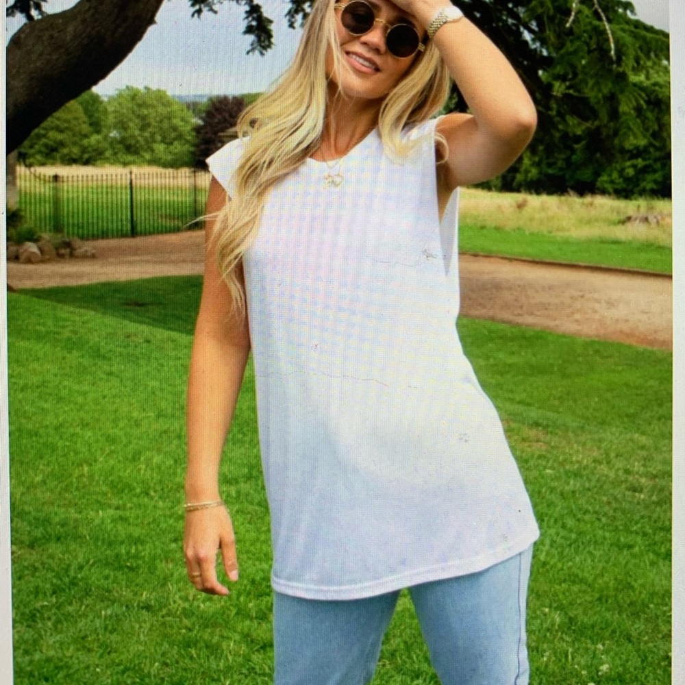 White Part of the Crew Neck Tank Top